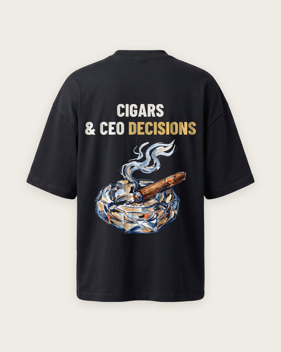 Camiseta Oversized “Cigars and CEO Decisions”