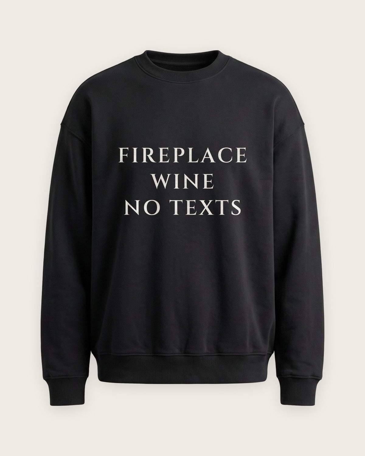Moletom Careca “Fireplace, Wine, No Texts” — Preto