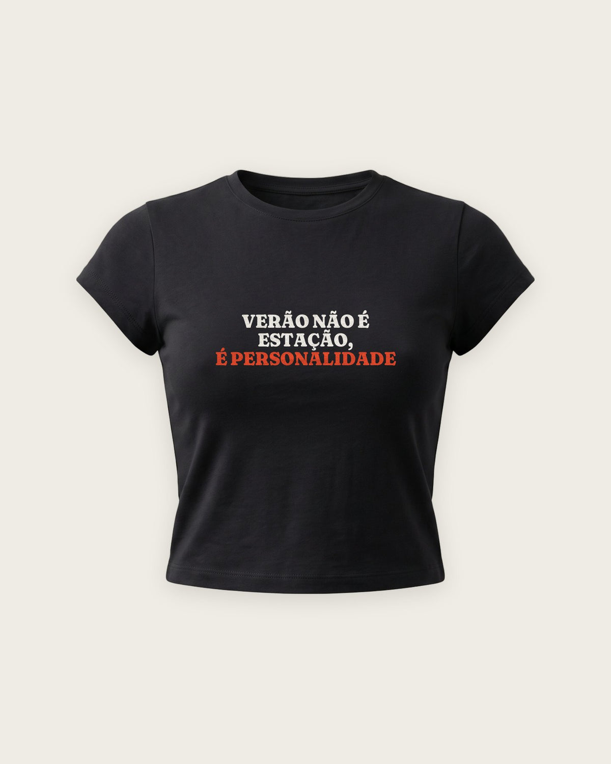 Baby Tee “Verão é Personalidade” — Preto