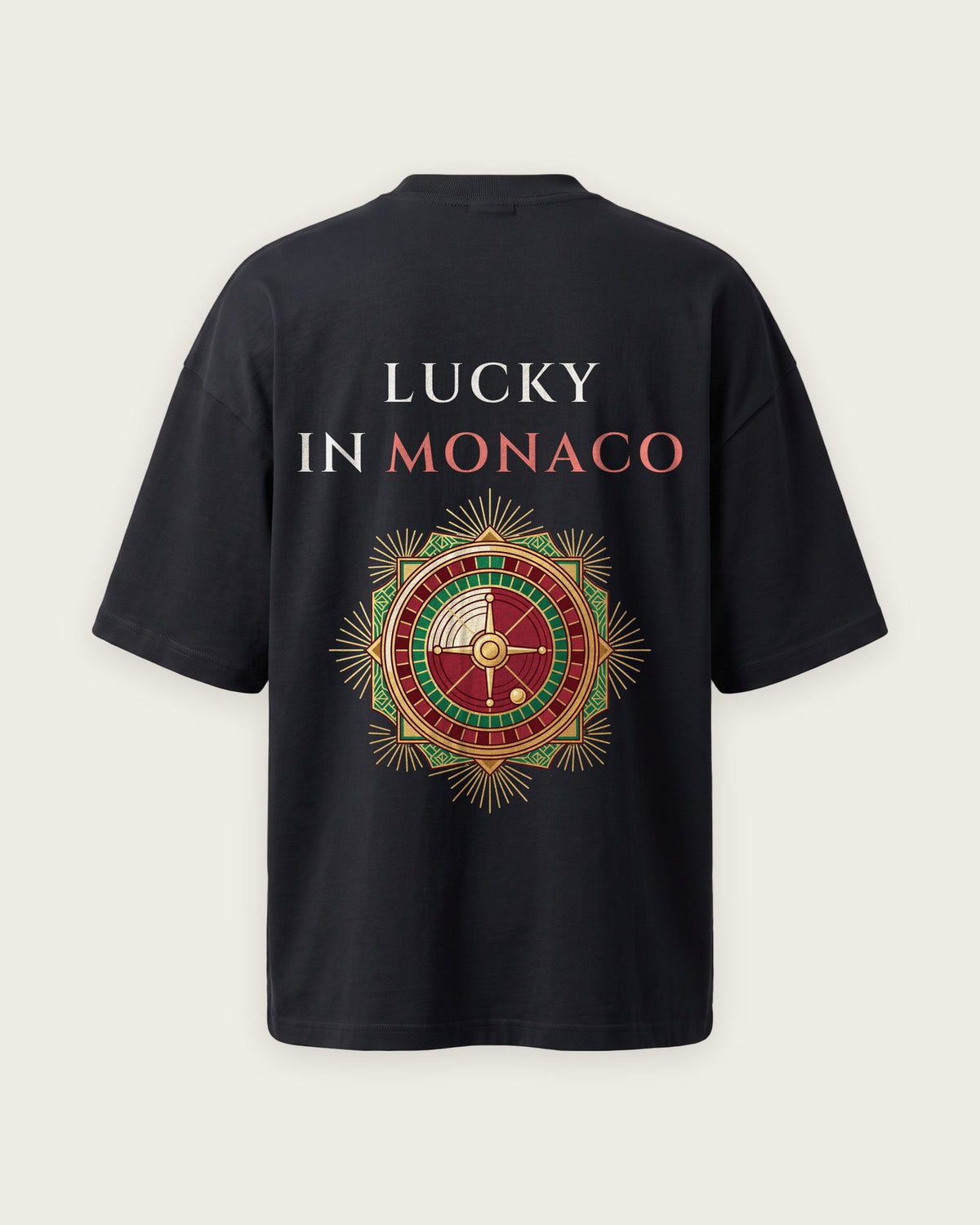 Camiseta Oversized “Lucky in Monaco” — Preto