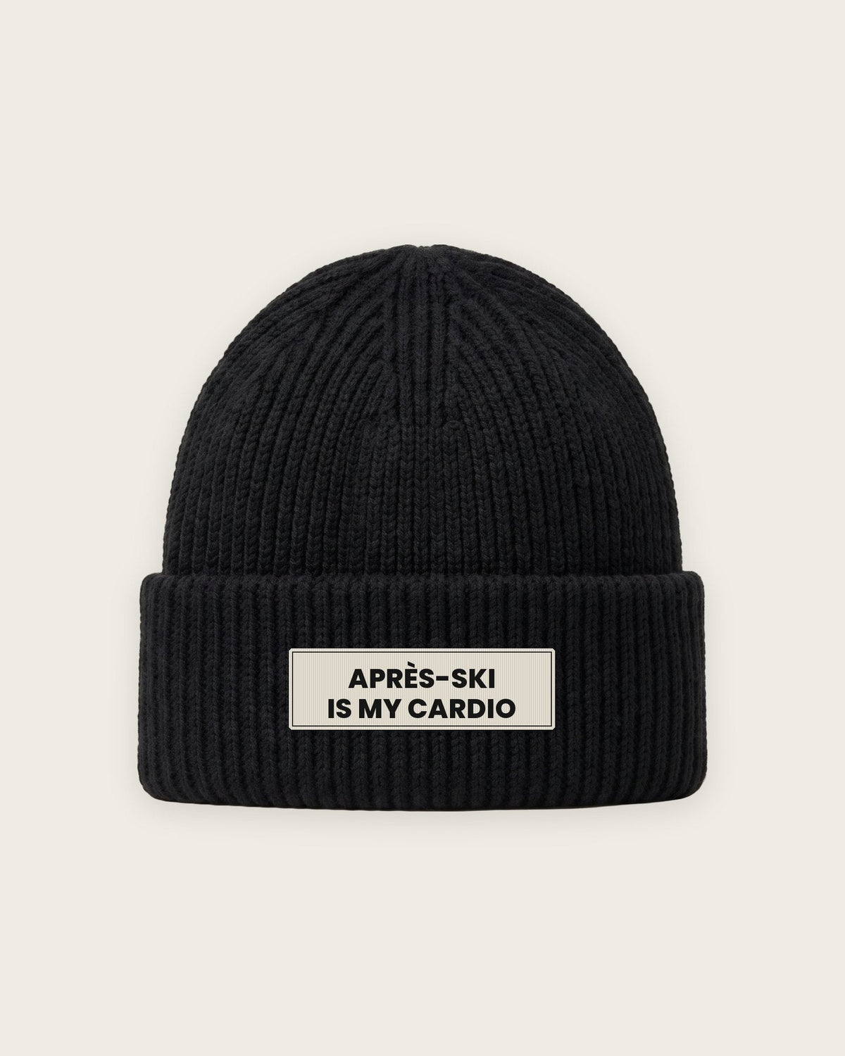 Gorro Canelado “Après-Ski Is My Cardio” — Preto
