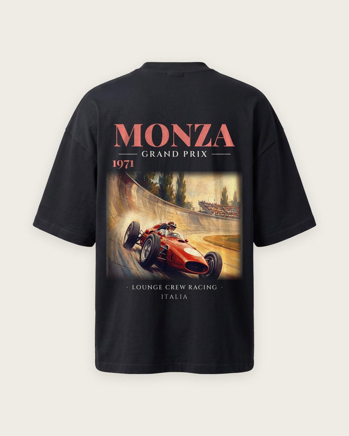 Camiseta “Monza Grand Prix 1971” — Preto — oversized