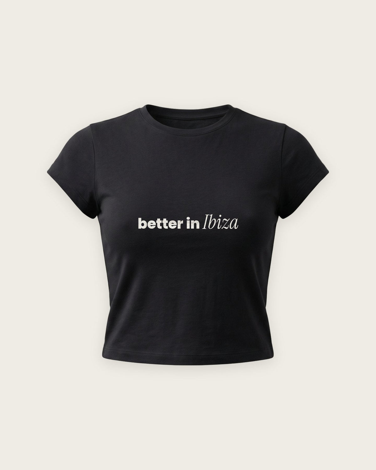 Baby Tee “Better in Ibiza” — Preto