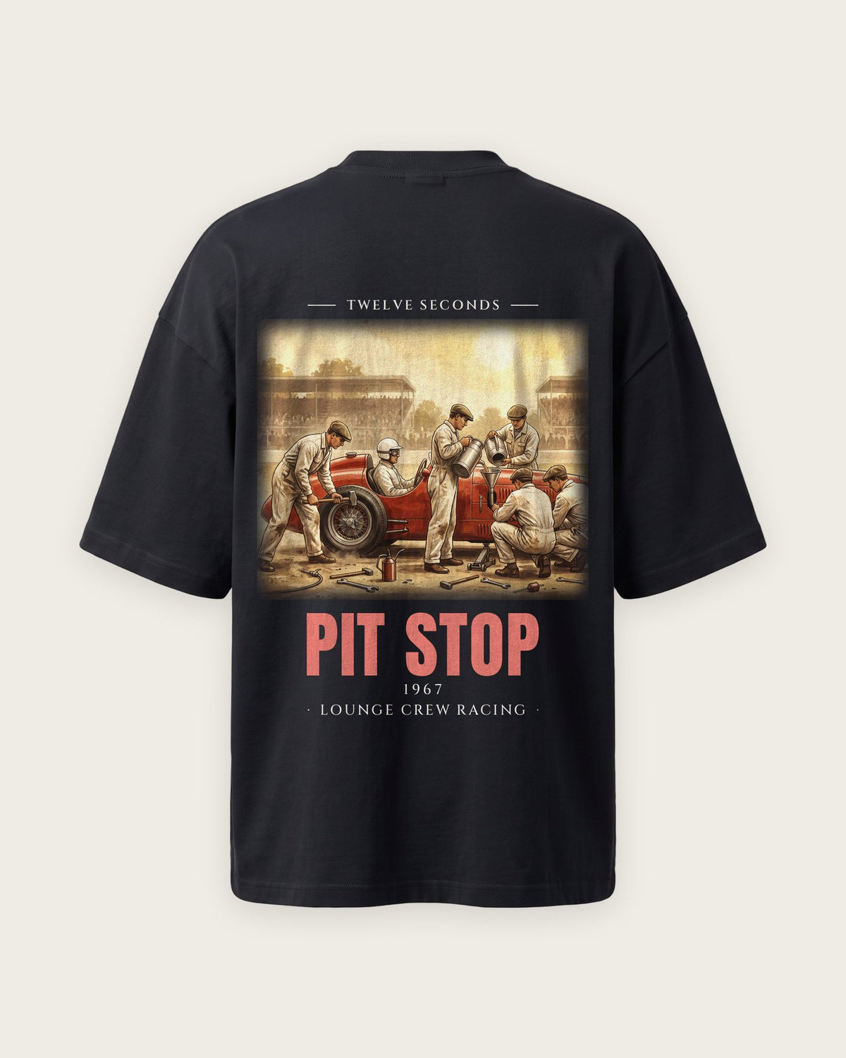 Camiseta “Pit Stop 1967” — Preto — oversized