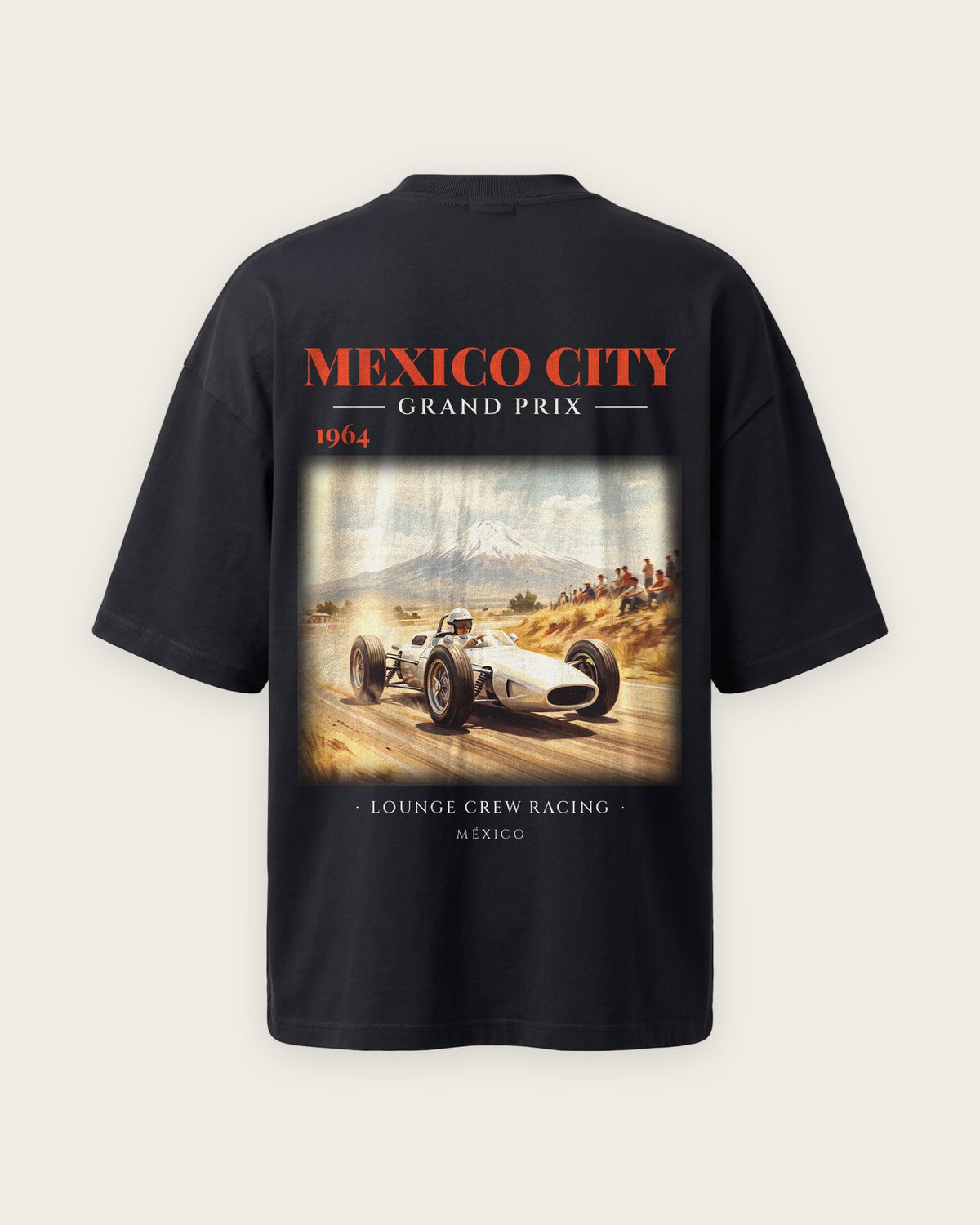 Camiseta “Mexico City Grand Prix 1964” — Preto — oversized