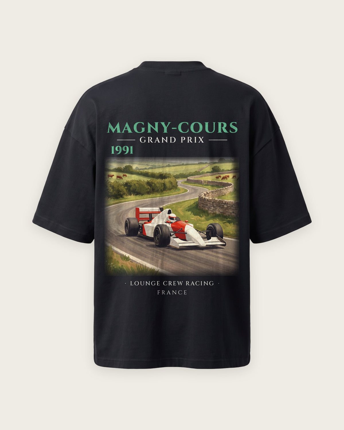 Camiseta “Magny-Cours 1991” — Preto — oversized