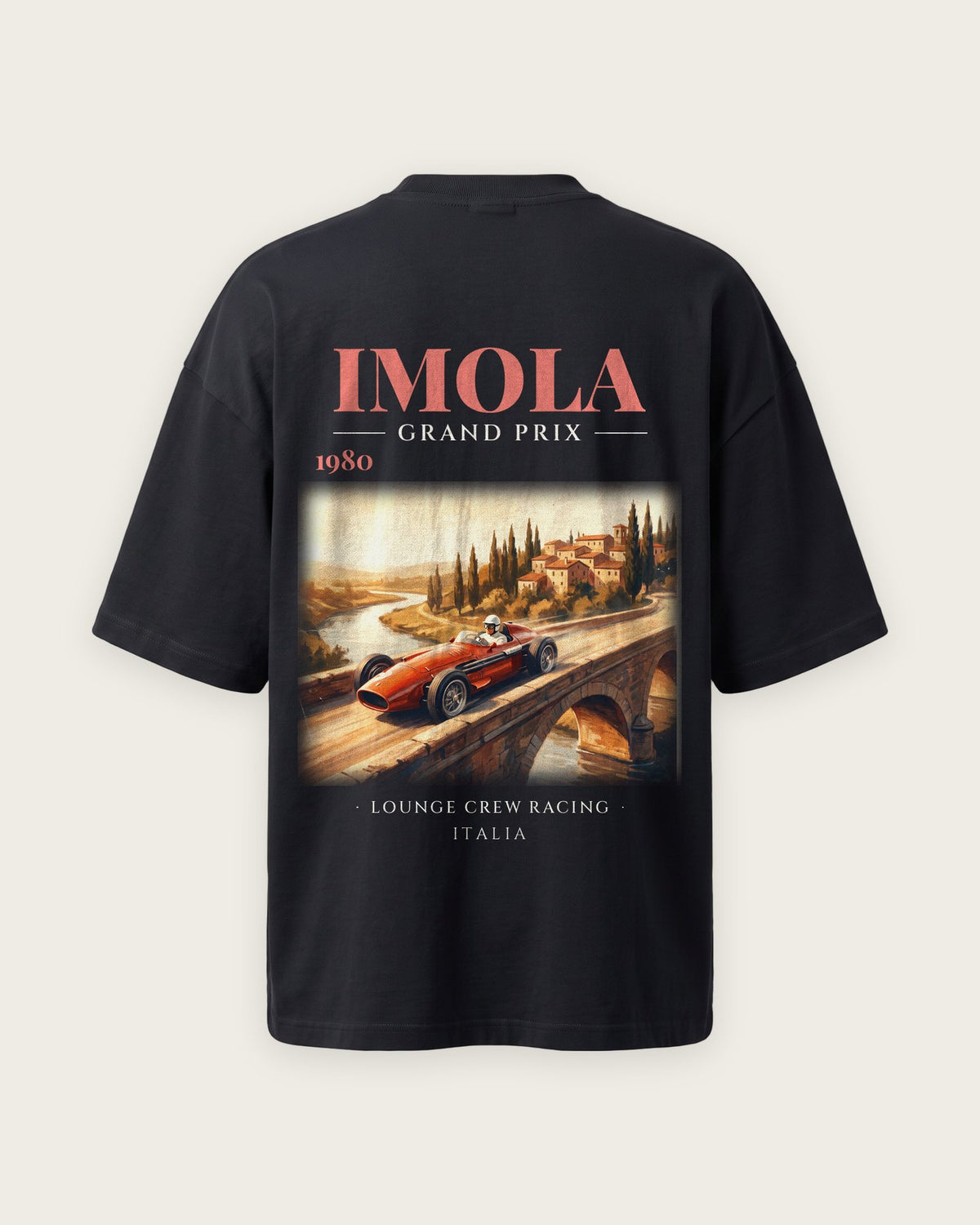 Camiseta “Imola Grand Prix 1980” — Preto — oversized