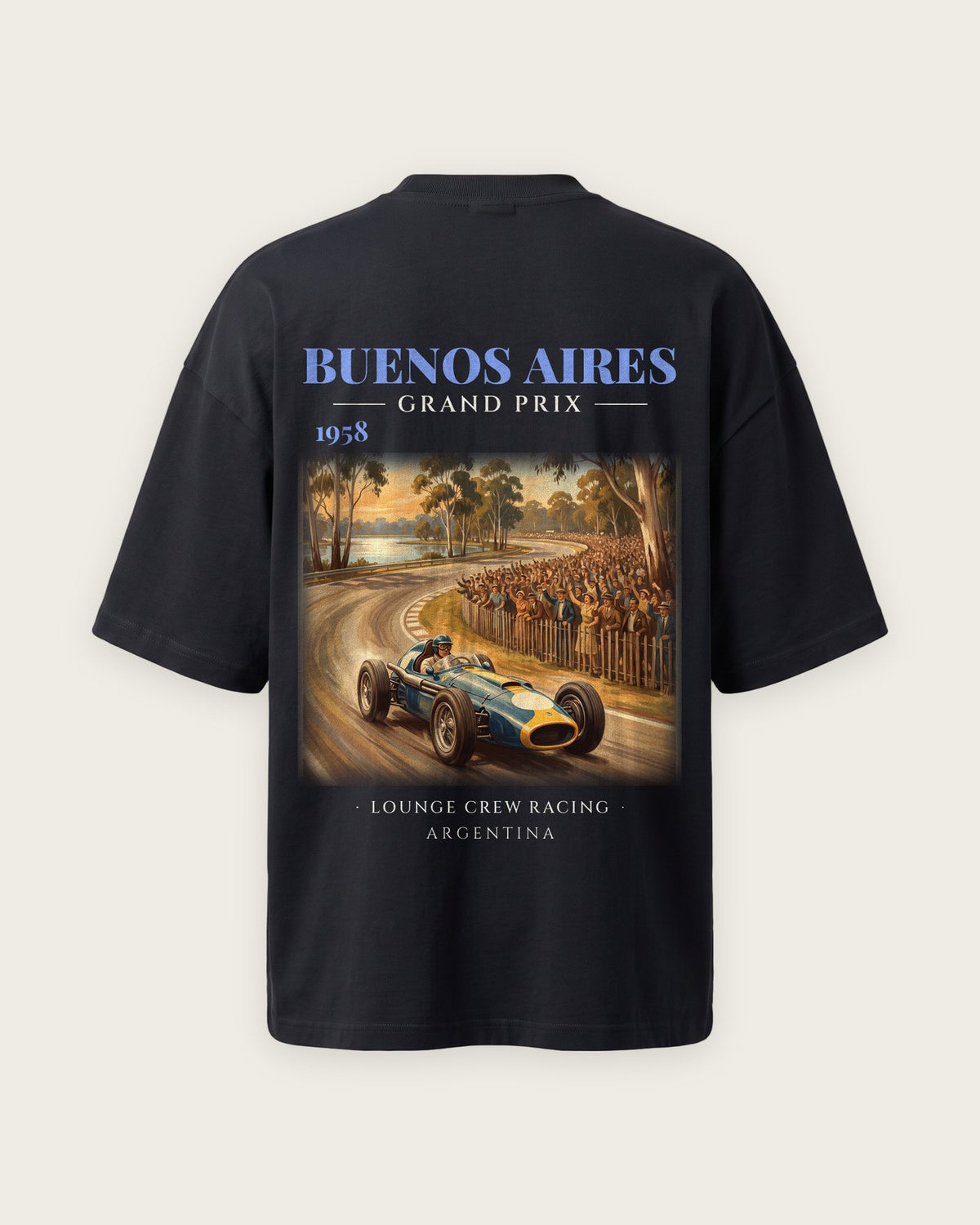 Camiseta “Buenos Aires Grand Prix 1958” — Preto — oversized