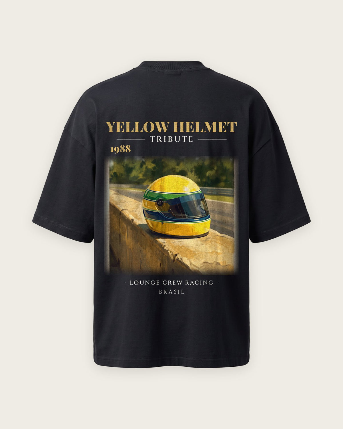 Camiseta “Yellow Helmet 1988” — Preto — oversized