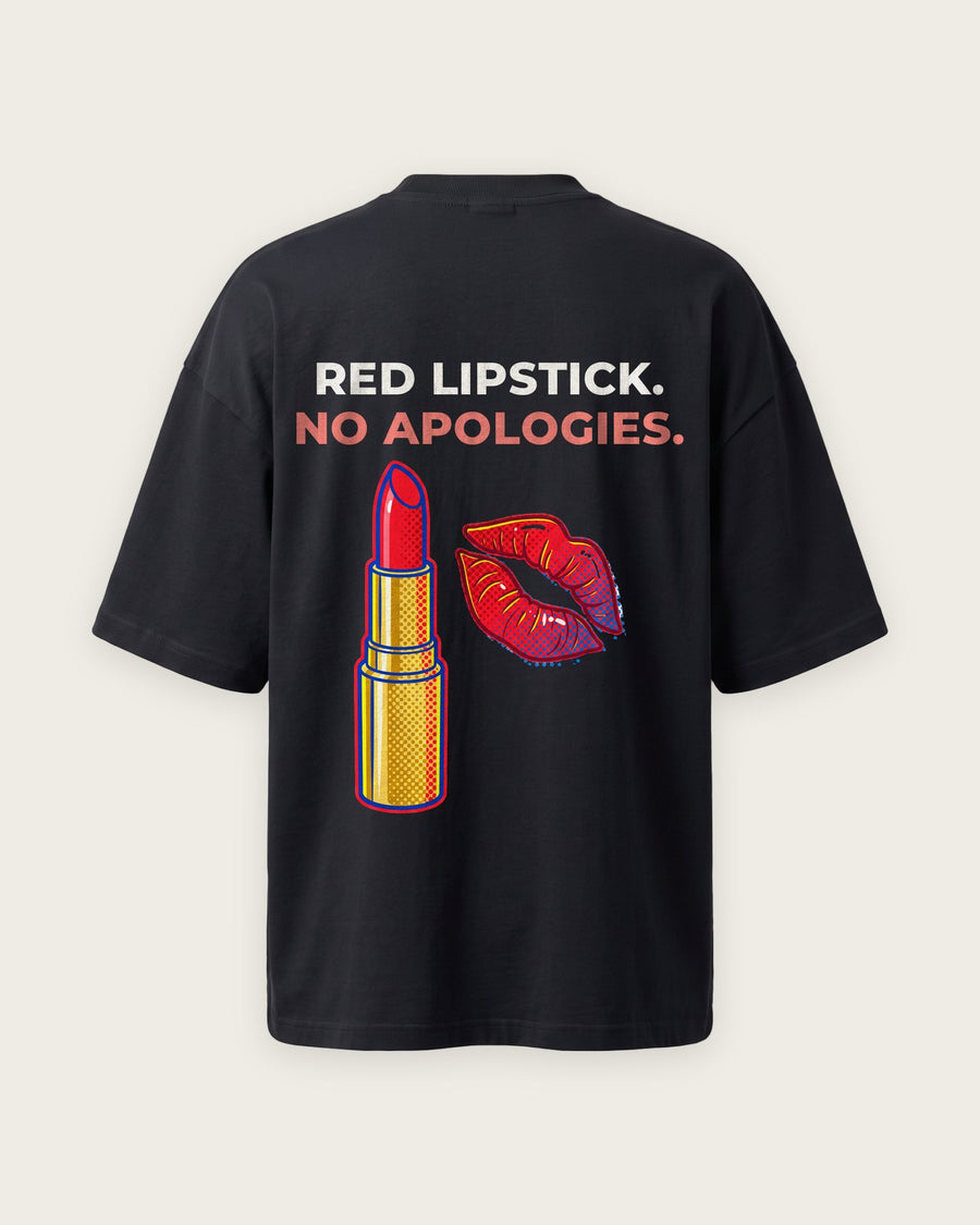 Camiseta Oversized “Red Lipstick, No Apologies”