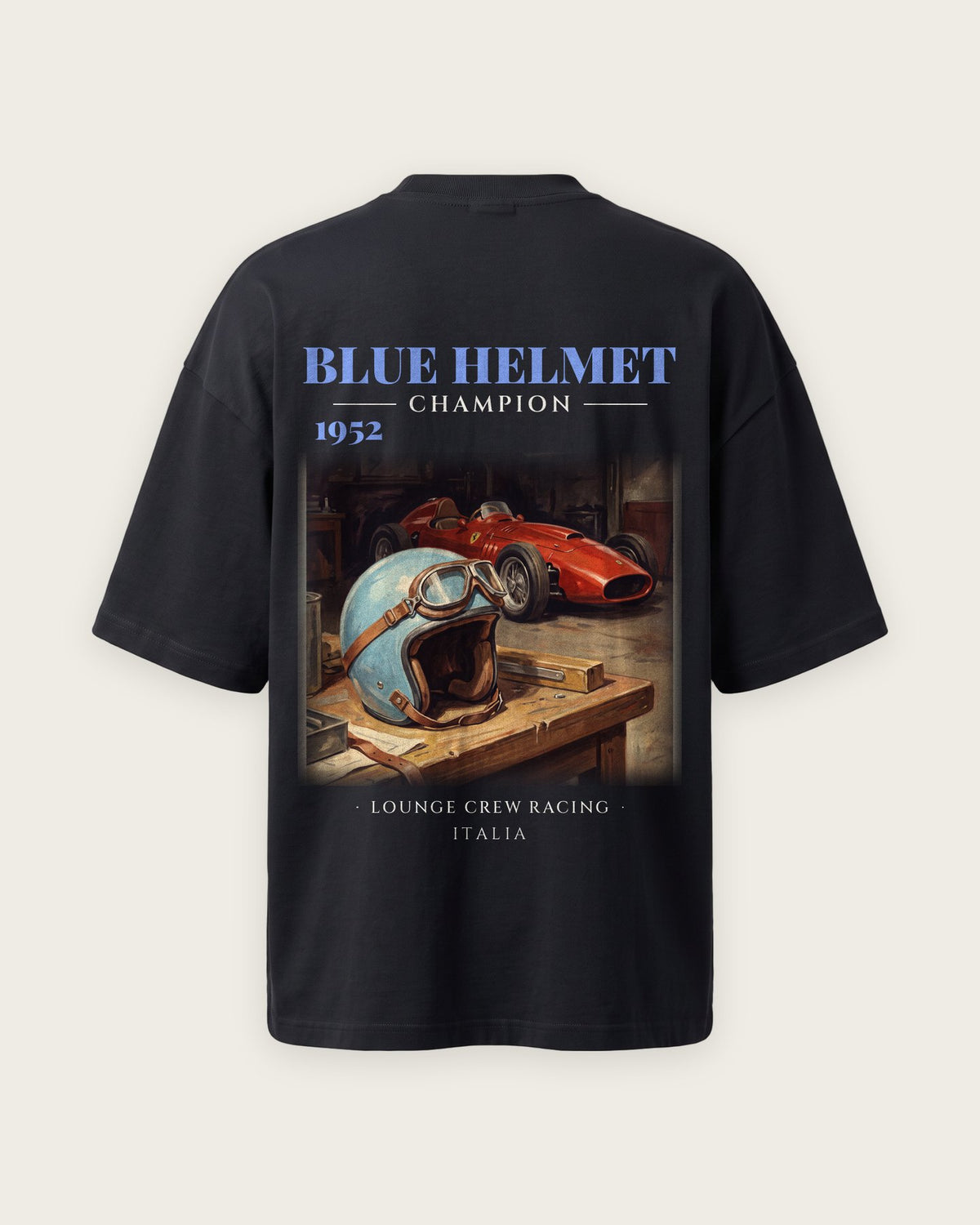 Camiseta “Blue Helmet 1952” — Preto — oversized