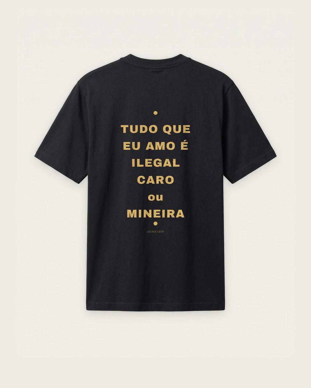 Camiseta “Tudo que Eu Amo é Ilegal, Caro ou Mineira” — Preto — regular