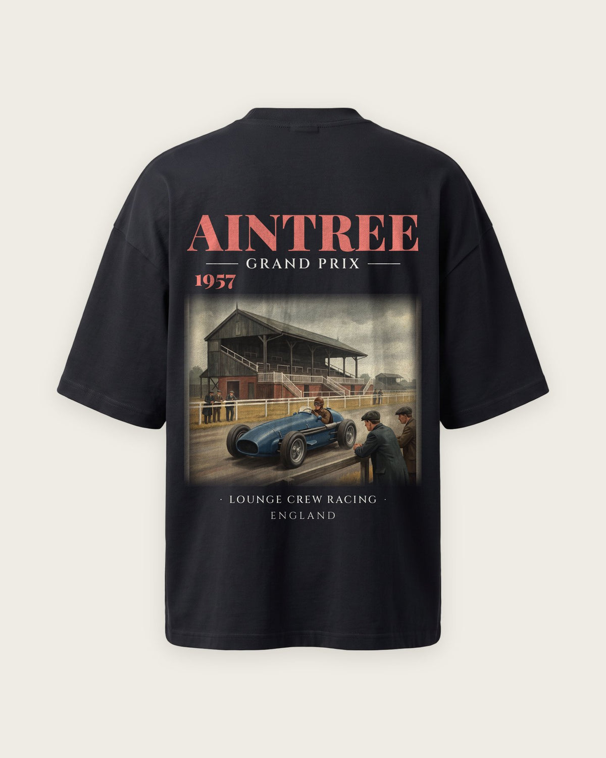 Camiseta “Aintree 1957” — Preto — oversized