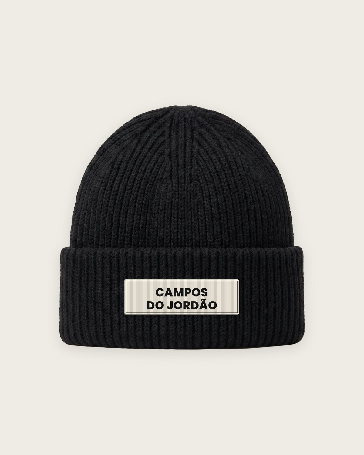 Gorro Canelado “Campos do Jordão é um Estado de Espírito” — Preto