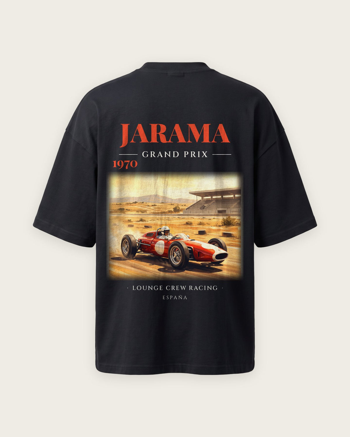 Camiseta “Jarama Grand Prix 1970” — Preto — oversized
