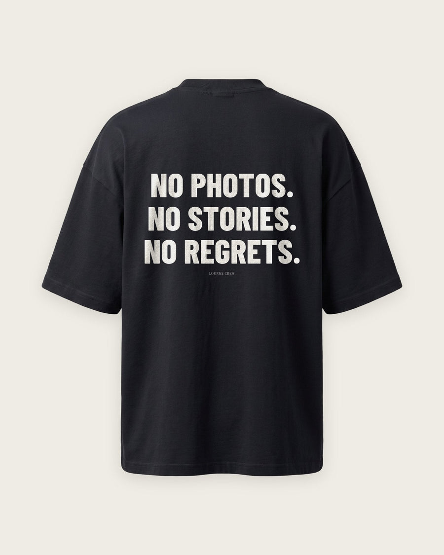 Camiseta Oversized “No Photos, No Stories, No Regrets”