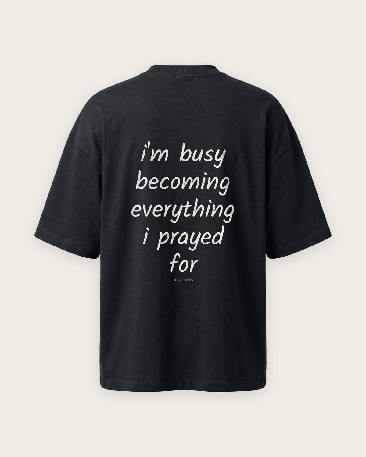 Camiseta Oversized “I'm Busy Becoming” — Preto