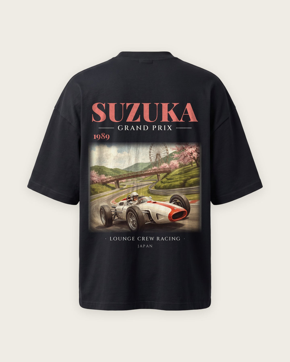 Camiseta “Suzuka Grand Prix 1989” — Preto — oversized