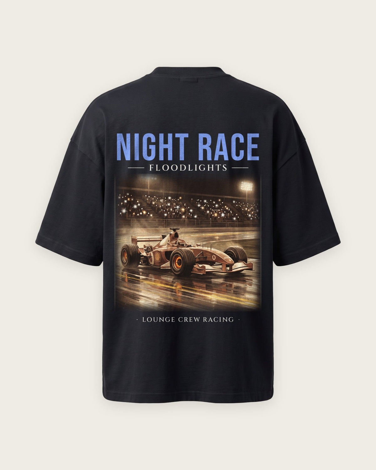 Camiseta “Night Race” — Preto — oversized