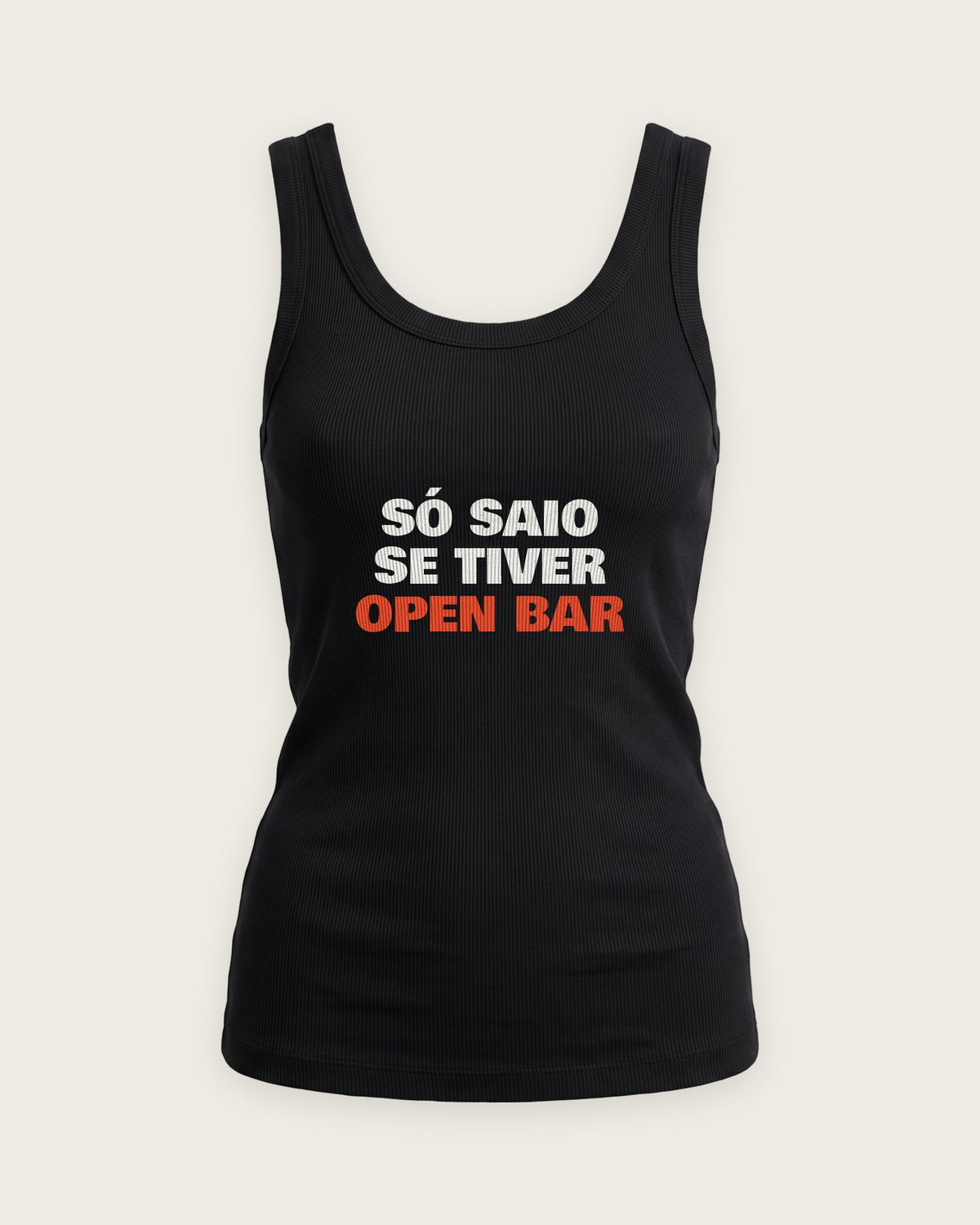 Regata Canelada “Só Saio se Tiver Open Bar” — Preto