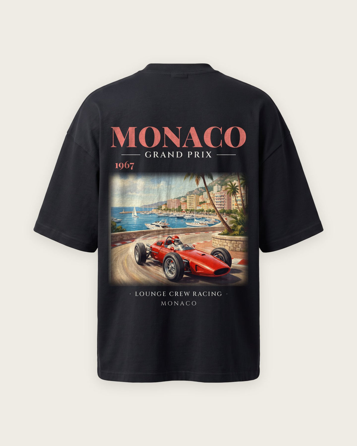 Camiseta “Monaco Grand Prix 1967” — Preto — oversized