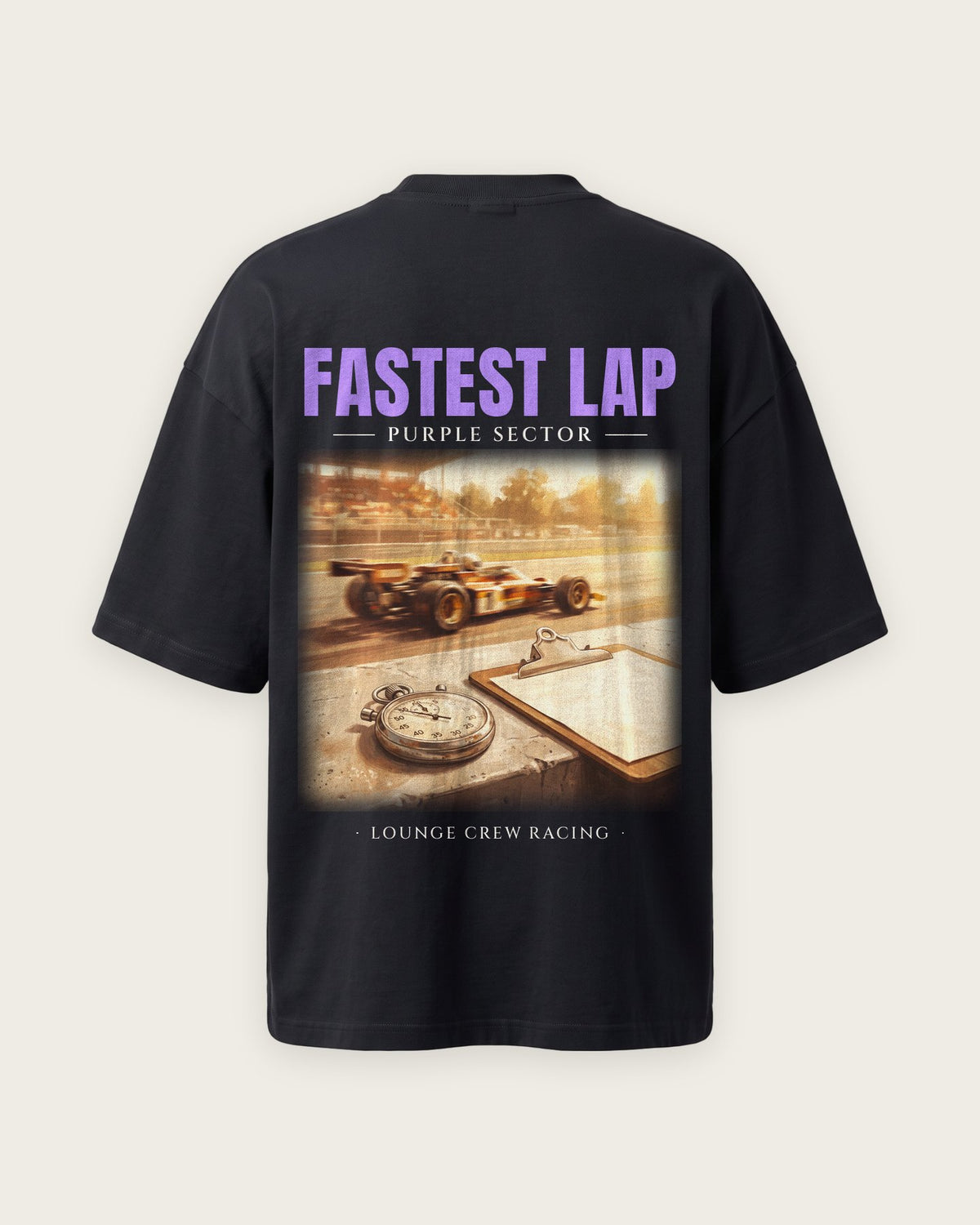 Camiseta “Fastest Lap” — Preto — oversized
