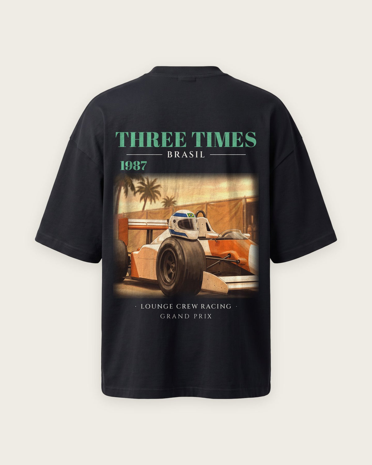 Camiseta “Three Times 1987” — Preto — oversized