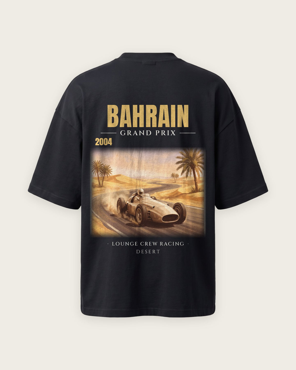 Camiseta “Bahrain 2004” — Preto — oversized