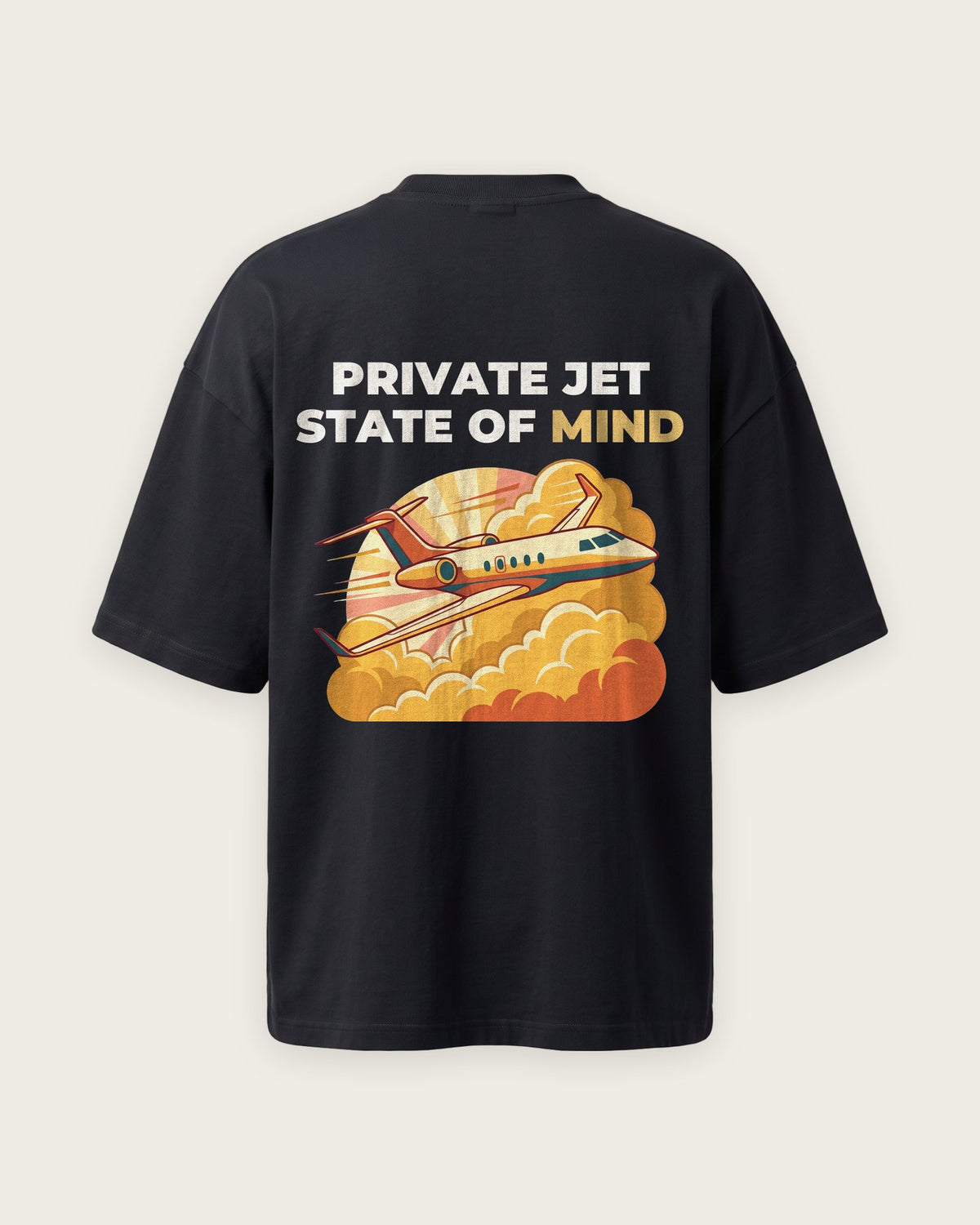 Camiseta Oversized “Private Jet State of Mind” — Preto