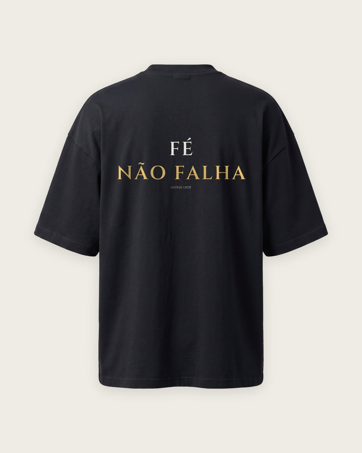 Camiseta Oversized “Fé Não Falha” — Preto