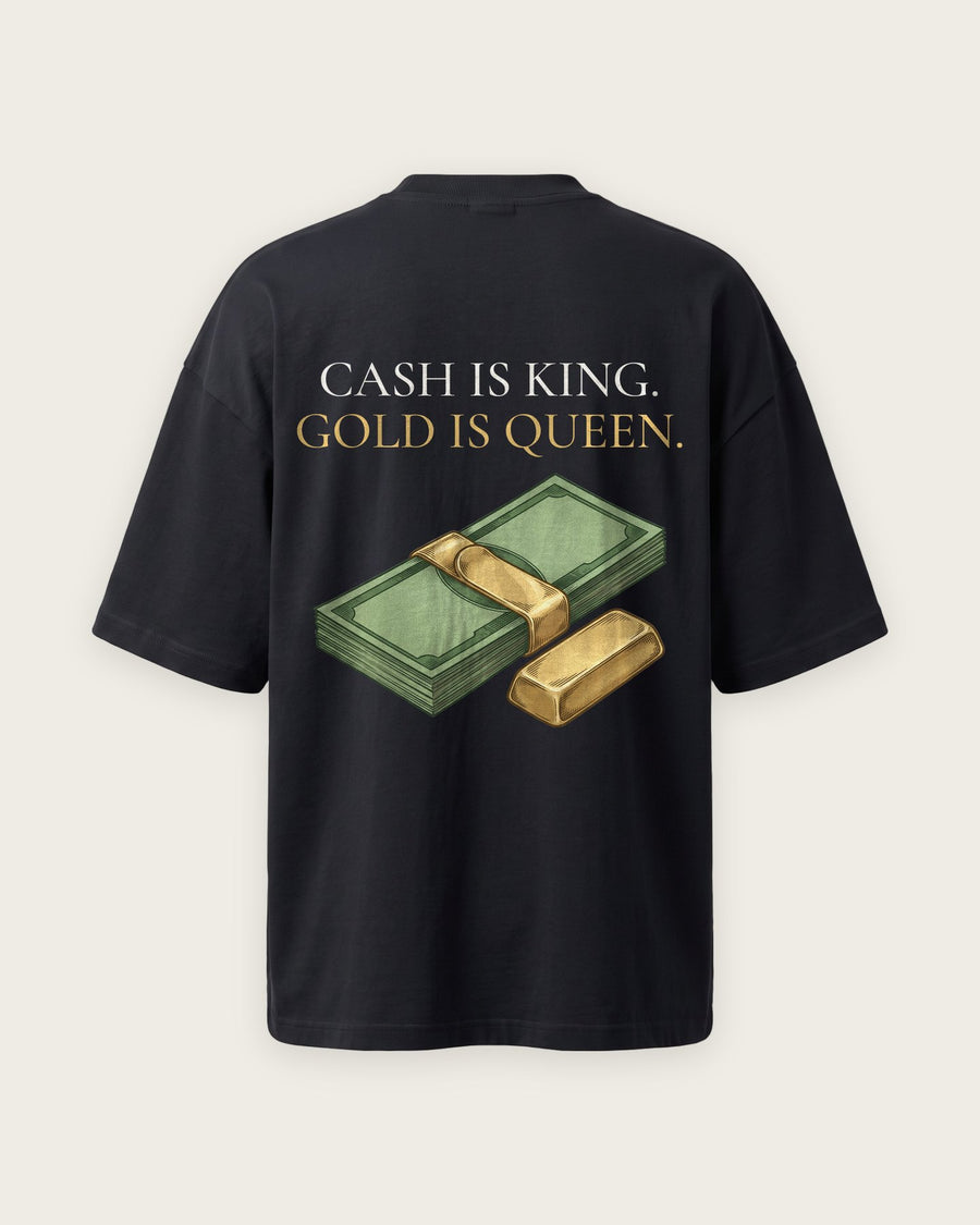 Camiseta Oversized “Cash Is King, Gold Is Queen”
