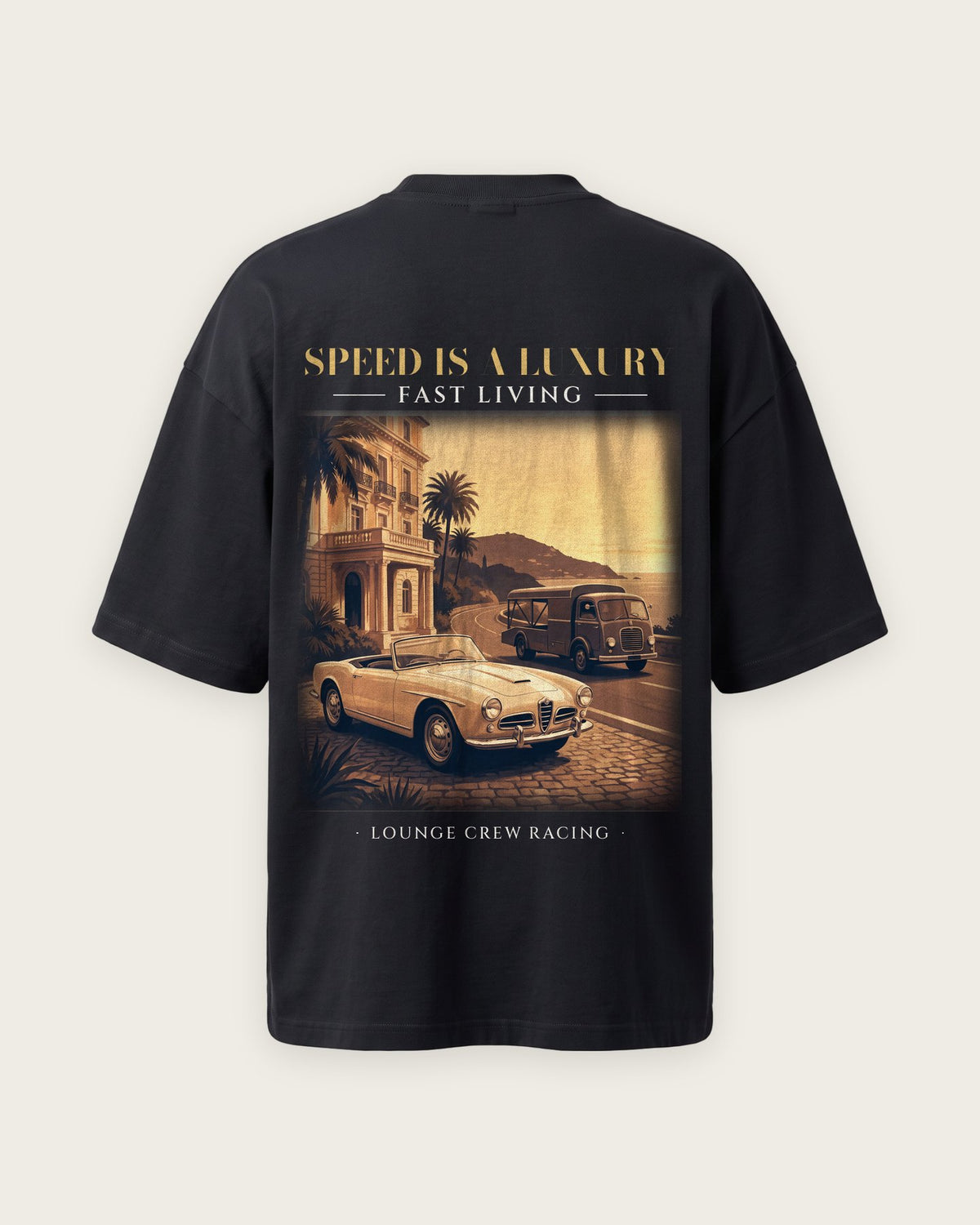 Camiseta “Speed Is a Luxury” — Preto — oversized