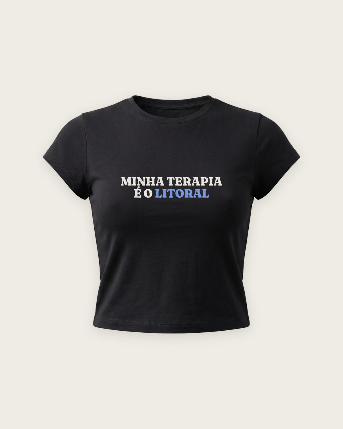 Baby Tee “Minha Terapia é o Litoral” — Preto