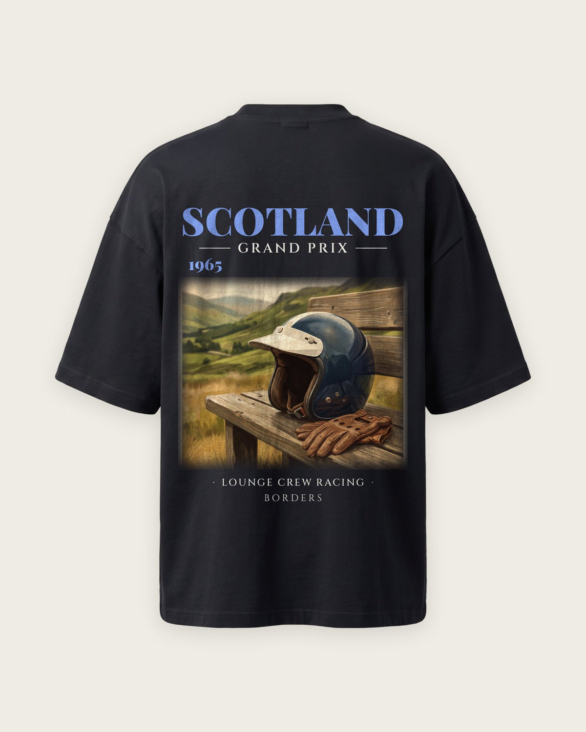 Camiseta “Scotland 1965” — Preto — oversized