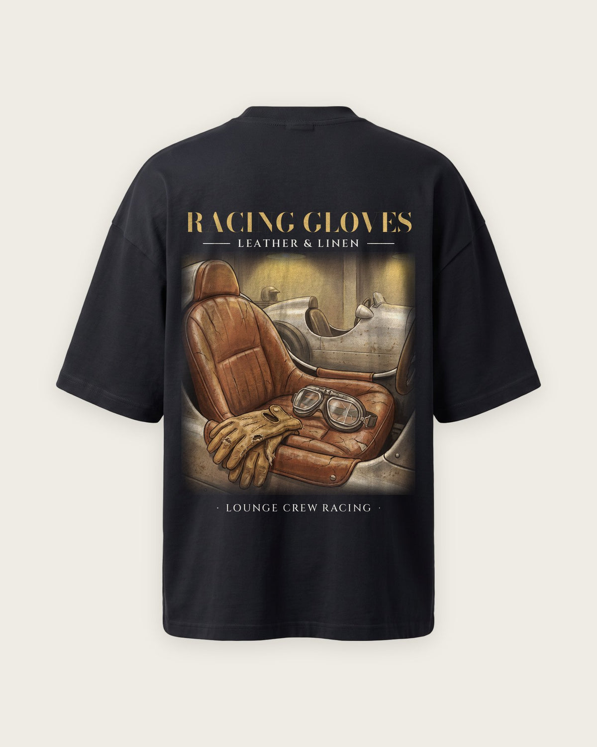 Camiseta “Racing Gloves” — Preto — oversized