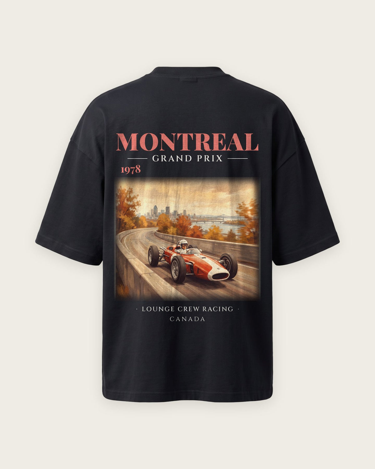 Camiseta “Montreal Grand Prix 1978” — Preto — oversized