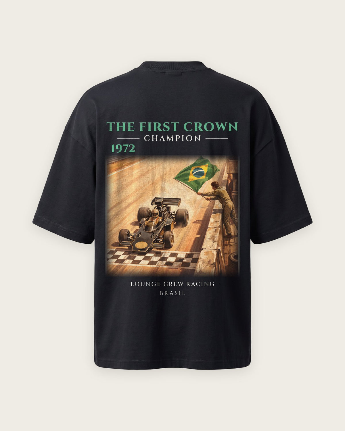 Camiseta “The First Crown 1972” — Preto — oversized