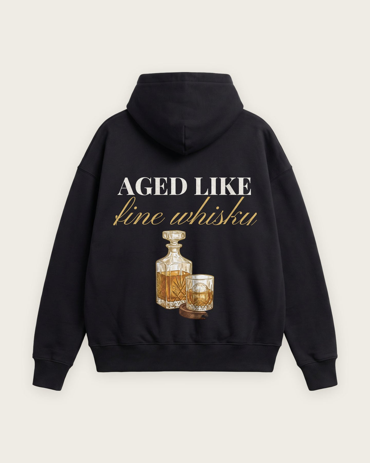 Moletom Oversized “Aged Like Fine Whisky” — Preto