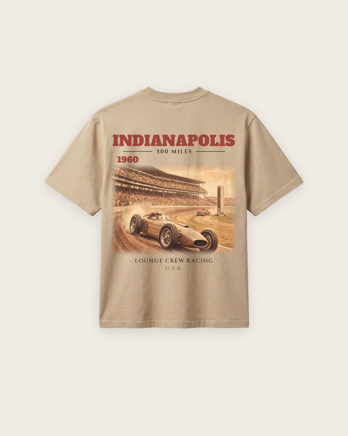 Camiseta “Indianapolis 1960” — Areia — regular