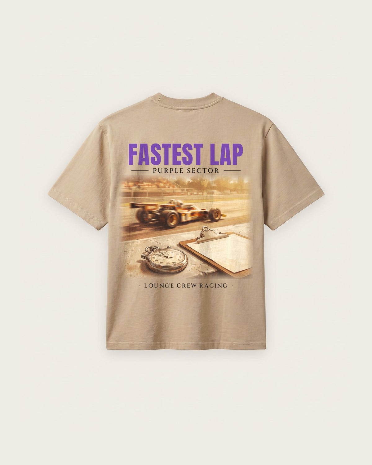 Camiseta “Fastest Lap” — Areia — regular
