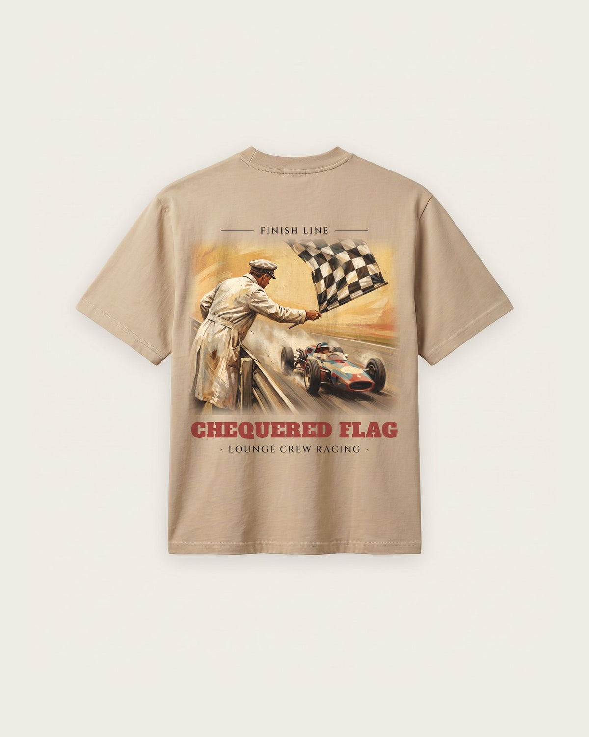 Camiseta “Chequered Flag” — Areia — regular