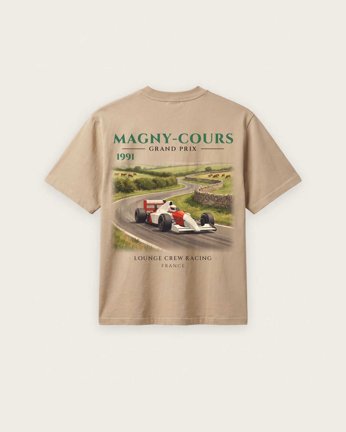 Camiseta “Magny-Cours 1991” — Areia — regular