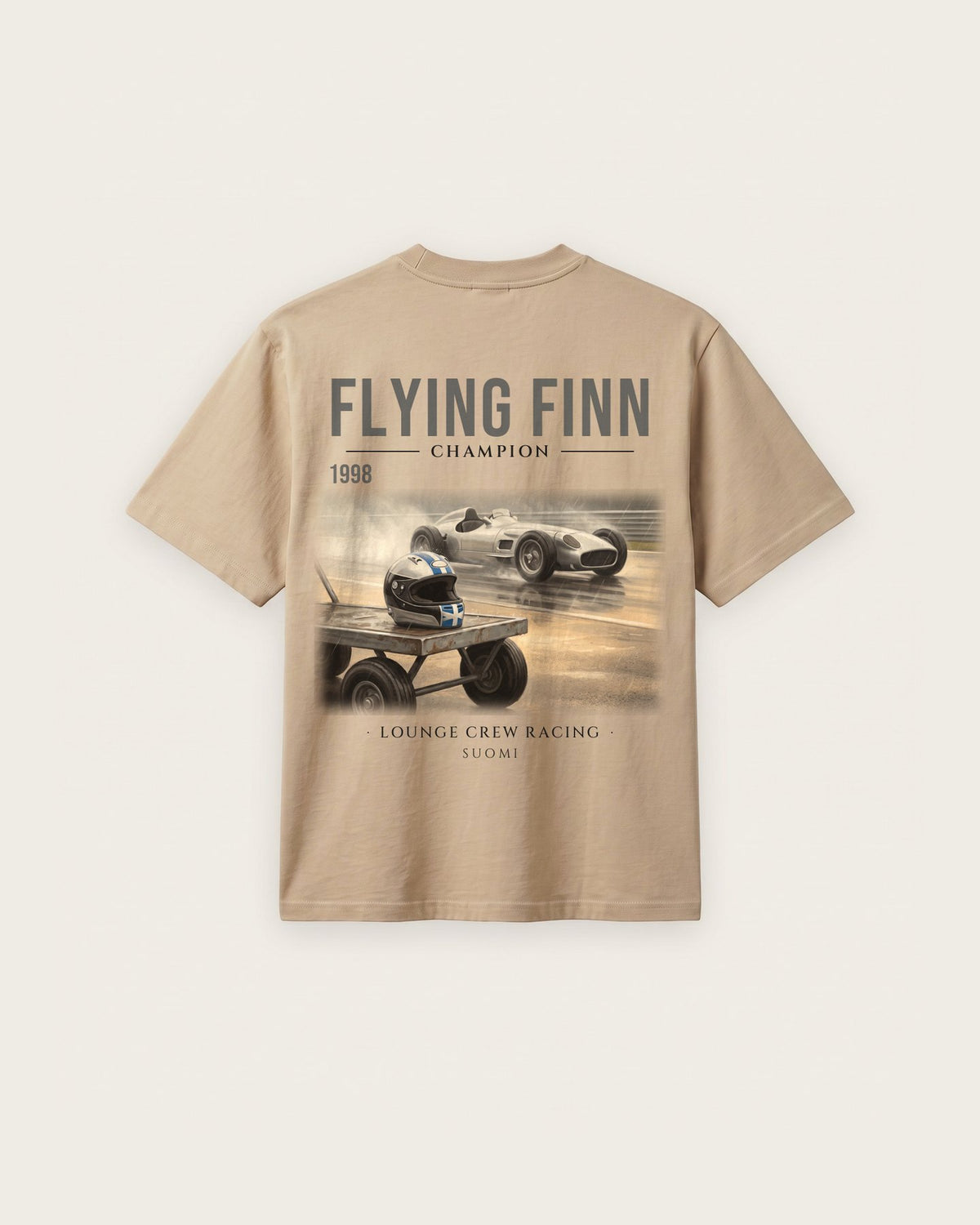 Camiseta “Flying Finn 1998” — Areia — regular