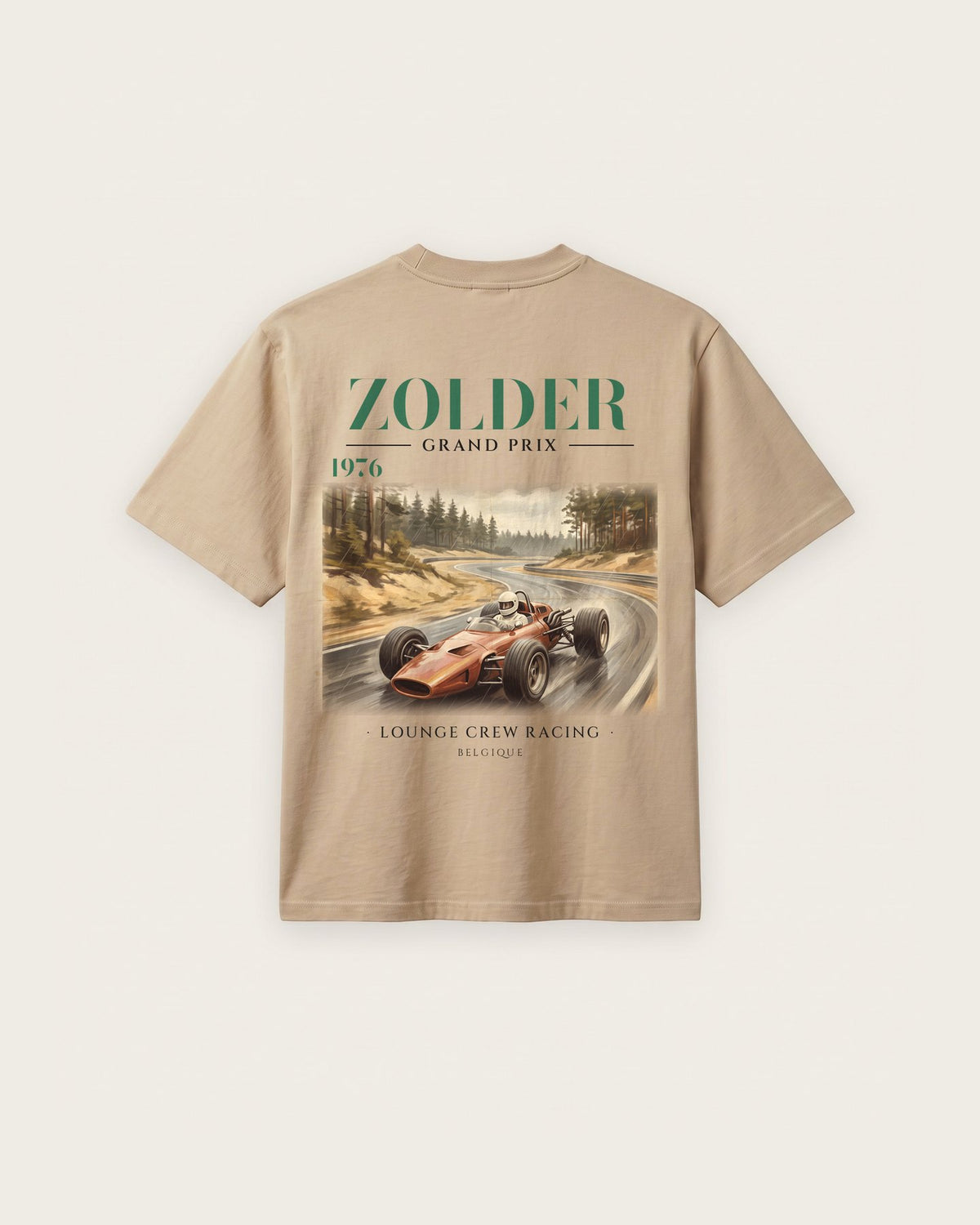 Camiseta “Zolder 1976” — Areia — regular