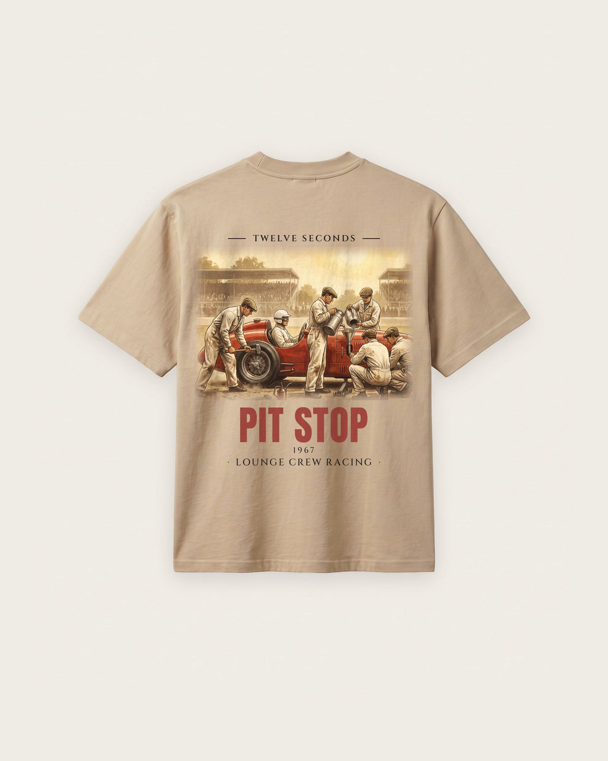 Camiseta “Pit Stop 1967” — Areia — regular