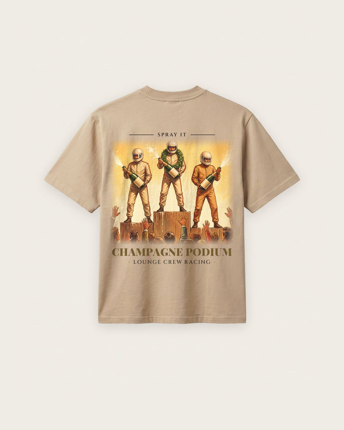 Camiseta “Champagne Podium” — Areia — regular