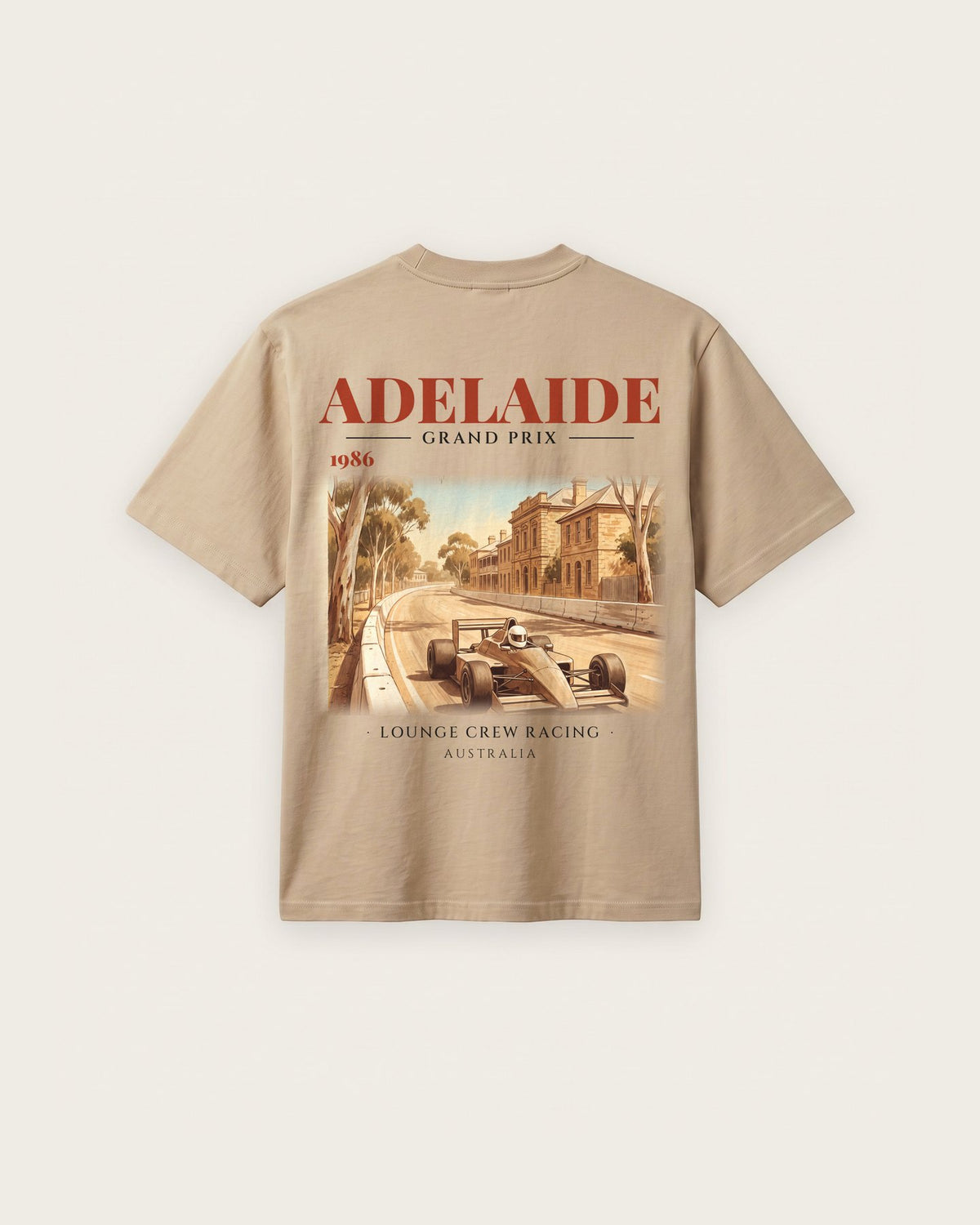 Camiseta “Adelaide 1986” — Areia — regular