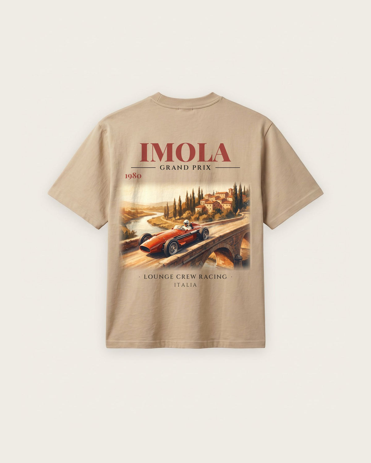 Camiseta “Imola Grand Prix 1980” — Areia — regular