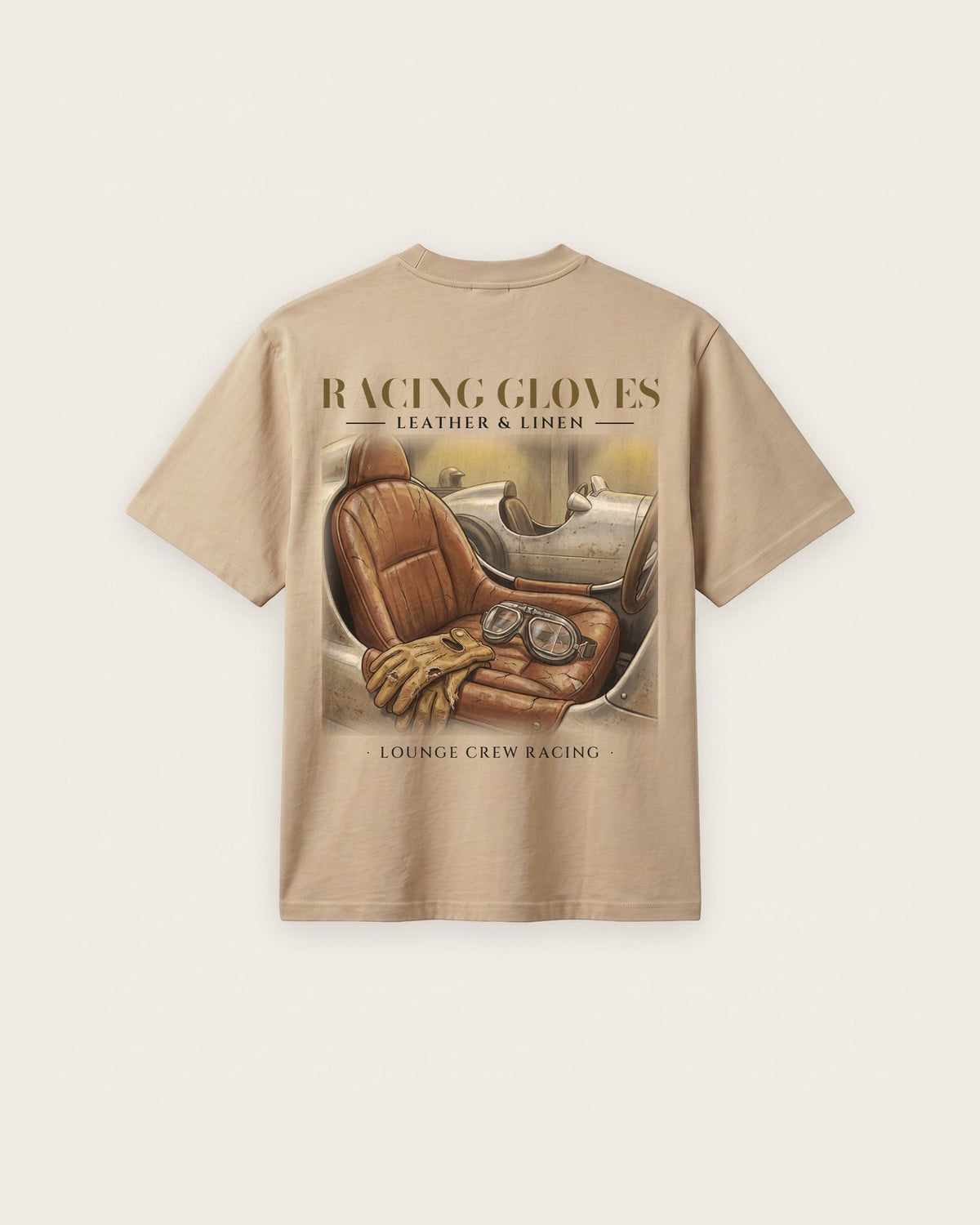 Camiseta “Racing Gloves” — Areia — regular