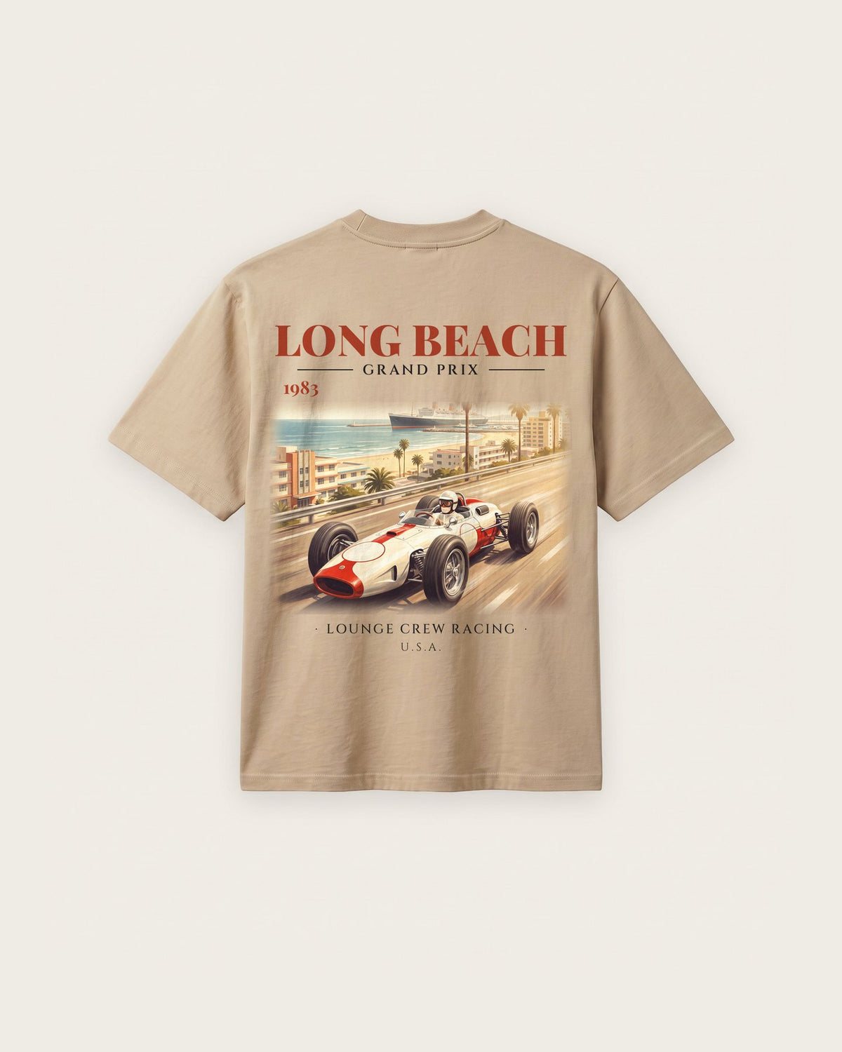 Camiseta “Long Beach Grand Prix 1983” — Areia — regular